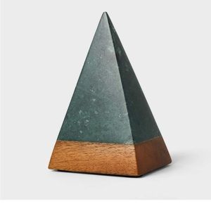 NWT Medium Studio McGee triangle marble and wood decor